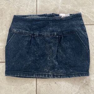 2.1 Denim Blue Acid Wash Micro Mini Skirt XS